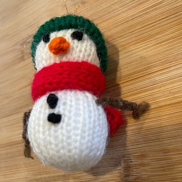 Vintage Christmas Crochet Snowman Ornament - Picture 1 of 2